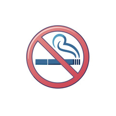 Prohibition Sign Depicting Smoking Ban in Public Areas with Visible Cigarette and Smoke Emblem
