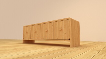 empty room with wooden floor and natural console