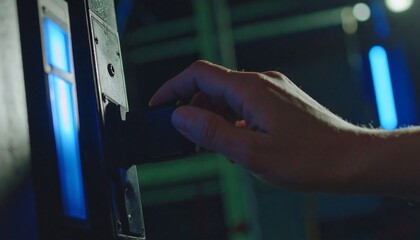 Hand inserting key into machine