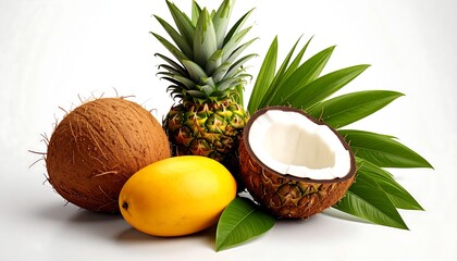 Tropical Fruits Pineapple with Coconut, and Mango. (1)