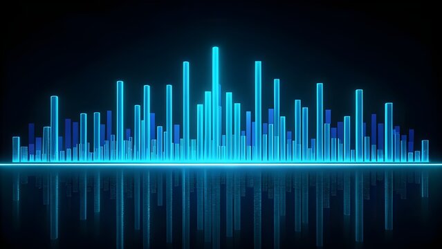 Abstract blue equalizer background with reflection on the surface - Powered by Adobe