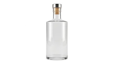 Clear Glass Bottle with Metal Cap and Cork Stopper