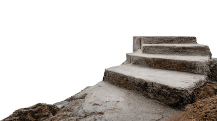 Worn Stone Steps Leading to the Ocean background isolated on a Transparent background, PNG file.