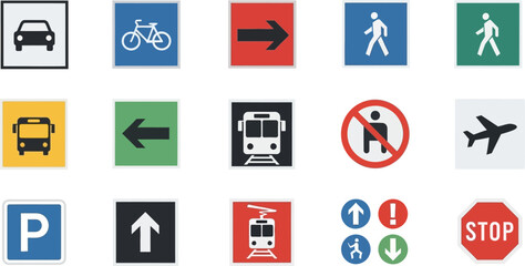 Navigate easily with clear transportation and directional signs collection