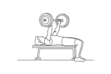 A weight lifting muscle man or bodybuilder weightlifting weights in silhouette