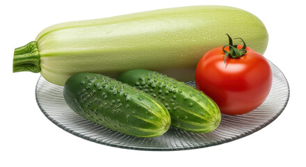 Isolated Raw Vegetables on Plate