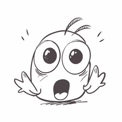 Cartoon character expressing shock and surprise with wide eyes and open mouth, perfect for illustrating amazement and disbelief