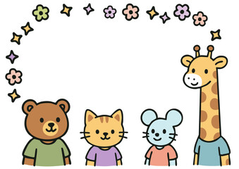 熊・猫・ねずみ・キリンの動物のフレーム © rrice