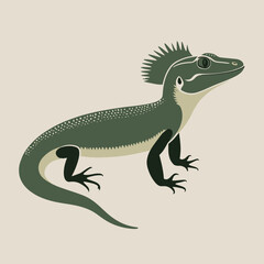 Naklejka premium Green basilisk lizard showcases bright scales and a spiky crest, ideal for nature magazines, wildlife blogs, and educational materials.