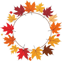Obraz premium Fallthemed wreath with empty space to add text or graphics, perfect for autumn promotions, seasonal invitations, or thanksgiving designs.
