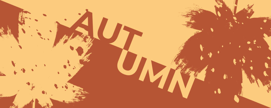 Autumn theme background with brush stroke autumn leaves for Fall season creative graphic design. Vector illustration.	