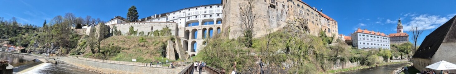 360 degrees view of the historic old town of cesky krumlov in the czech republic