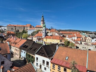 Obraz premium view of the historic old town of krumau (cesky krumlov) in the czech republic