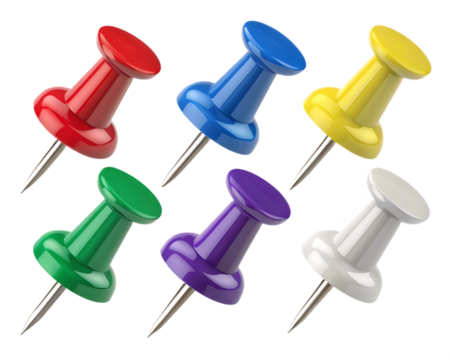 Colorful Push Pins Arranged on Black Background Highlighting Office Supplies and Organization Tools for Task Management and Visual Communication