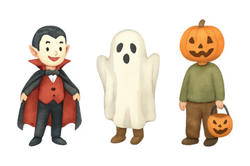 watercolor halloween theme character costume