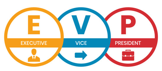 EVP, Executive Vice President. Concept with keyword, people and icons. Flat vector illustration. Isolated on white.