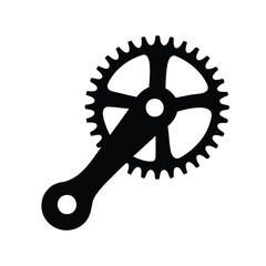 Obraz premium Detailed black silhouette of a bicycle chainring and crank on white