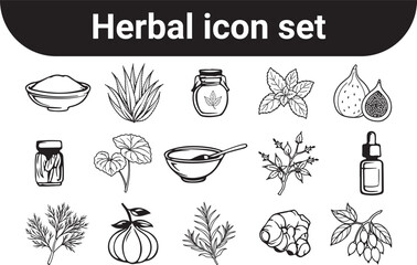 herbal medicine icon set
