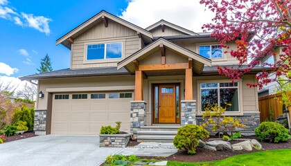 A beautiful, modern house with landscaping