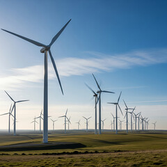 Wind Turbines Generating Clean Energy in a Vast Field