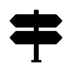 Fototapeta premium Simple black signpost with two directional arrows indicating opposite directions