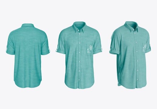 Short Sleeve Button-Up Shirt Mockup