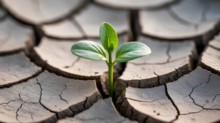 Wide view of green sprout from cracked earth — growth resilience in mental health recovery