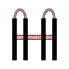 Twin Shopping Bags Letter H Monogram Logo - Symmetrical Retail Vector Icon