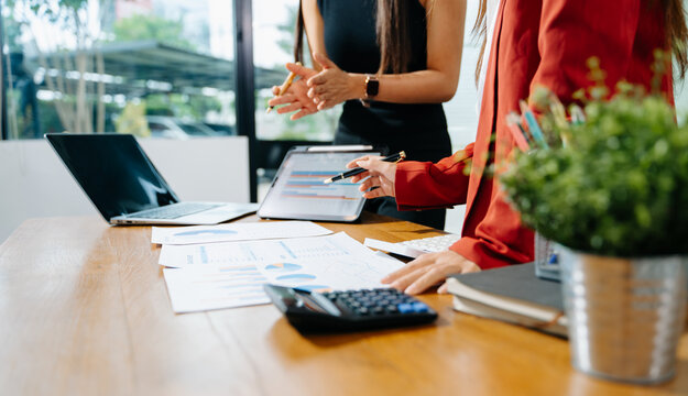 Business team meeting. professional investor working new start up project. Finance task. with smart phone and laptop and digital tablet