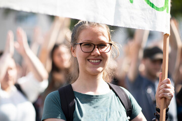 Schoolgirl demonstrating