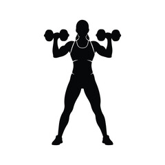 woman fitness silhouette isolated black on white background vector illustration
