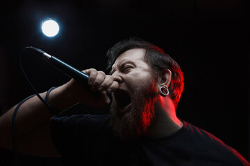 Portrait of singing rocker