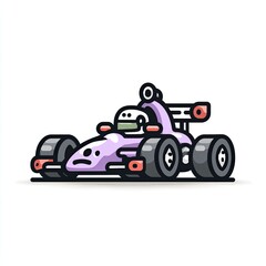 Stylized illustration of a lavender race car