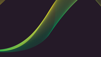 Abstract design with flowing, vibrant green and yellow lines against a dark background.