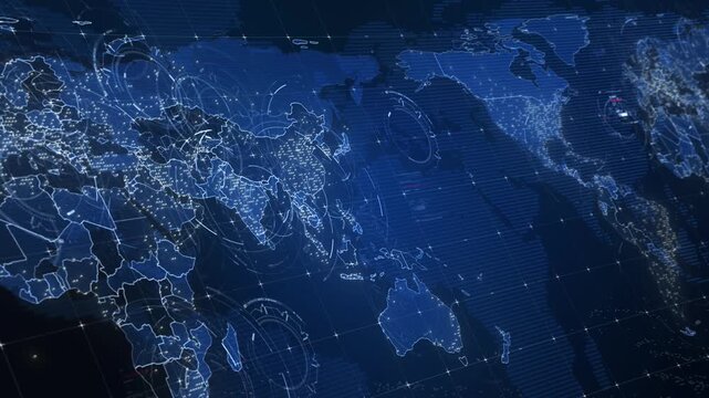 world map on blue