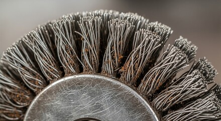 Heavy-duty metal brush head with worn bristles