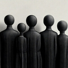 Group of abstract faceless people. Social issues metaphor