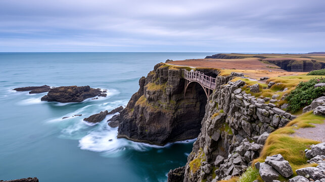 Carrick a rede Rope Bridge, County Antrim, Northern Ireland. Near Bushmills, Ballintoy and Ballycastle.