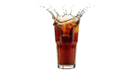 Isolated Glass of Cola with Splash on White