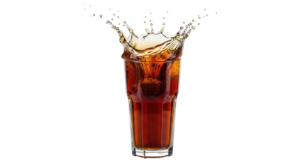 Isolated Glass of Cola with Splash on White