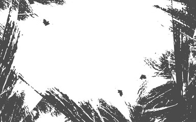 Black liquid splash frame, white background, design element.Computer designed grunge border