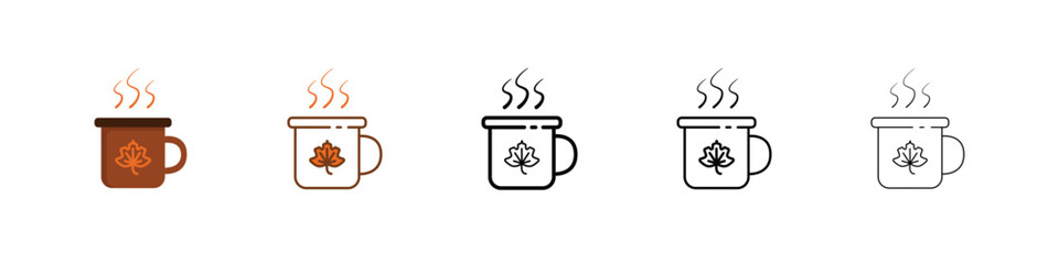 Vector Illustration of Coffee Cup Icon Collection in Fall and Autumn Theme for Seasonal Design Projects