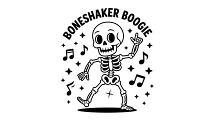 A funny skeleton cartoon line art