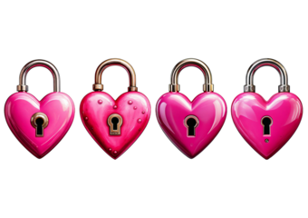 Pink heart as a lock isolated on transparent or white background