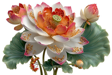 Golden lotus leaf artwork beauty high resolution picture