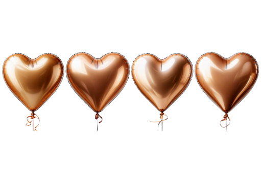 Beige heart shape balloon isolated on transparent or white background