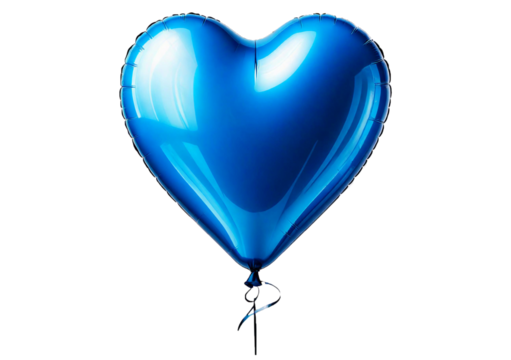 Blue heart shape balloon isolated on transparent or white background - Powered by Adobe