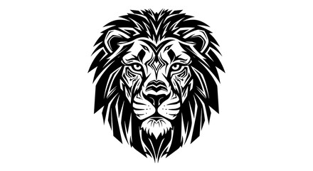 Detailed Black and White Lion Head Vector Illustration for Graphic Design