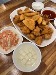Korean Fried Chicken with Dipping Sauces