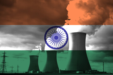 Nuclear Power Plant with Indian National Flag Overlay